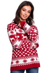 Ciepły Sweter z Zimowym Motywem - Model 1. Białe swetry klasyczne damskie MOE, l, z materiału, bez kołnierzyka. Za 209.90 zł.