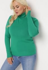 Zielony Sweter z Golfem Sazerna. Zielone golfy damskie Born2be, l, z dzianiny, bez kołnierzyka. Za 59.99 zł.