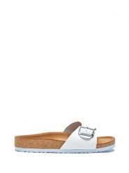 Comfortfusse Skórzane klapki "Adal" w kolorze białym rozmiar: 36. Białe klapki damskie Comfortfüße, bez wzorów, ze skóry, z otwartym noskiem, bez obcasa, bez zapięcia. Za 173.99 zł.