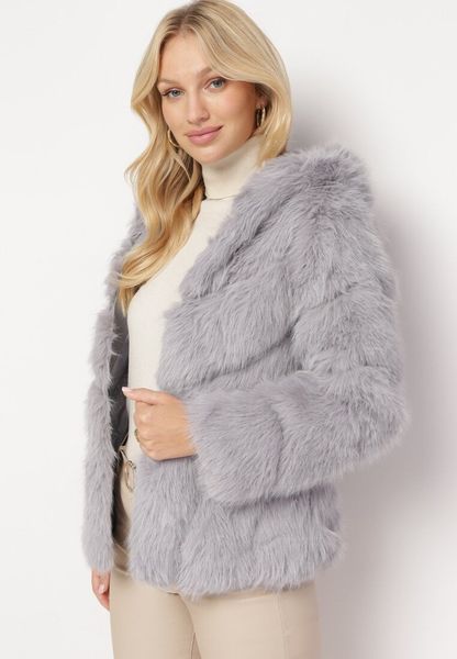 Szara Futrzana Kurtka z Kapturem Daviella. Szare kurtki damskie Born2be, l, z aplikacjami, z futra, z kapturem. Za 269.99 zł.