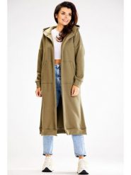 Awama Płaszcz dresowy w kolorze khaki rozmiar: L/XL. Brązowe płaszcze damskie Awama, l, bez wzorów, z dresówki, bez kaptura. Za 217.95 zł.