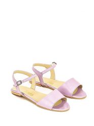 Lizza Shoes Skórzane sandały w kolorze liliowym rozmiar: 42. Różowe sandały damskie Lizza Shoes, bez wzorów, ze skóry, z otwartym noskiem, bez obcasa, bez zapięcia. Za 149.31 zł.