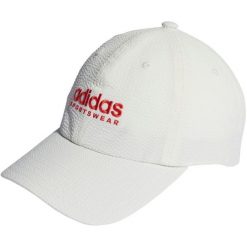 Czapka z daszkiem adidas Seersucker Dad. Białe czapki z daszkiem damskie Adidas, bez wzorów, z materiału. Za 69.90 zł.