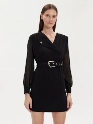 Morgan Sukienka koktajlowa 222-RIPAM.F Czarny Regular Fit. Czarne sukienki damskie Morgan, bez wzorów, z syntetyku, wizytowe, bez ramiączek. Za 259.99 zł.