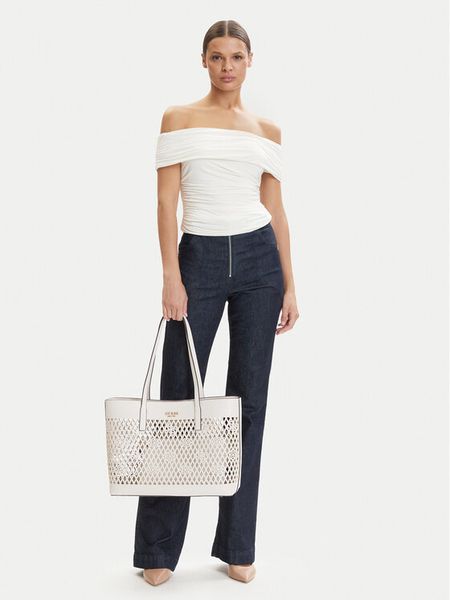 Guess Torebka Letty HWPG99 11240 Biały. Białe shopper bag Guess, ze skóry, bez dodatków. Za 408.99 zł.