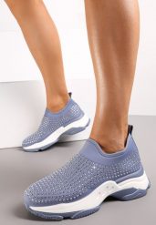 Niebieskie Buty Sportowe na Grubej Podeszwie w Cyrkonie Elerene. Niebieskie obuwie sportowe casual damskie Renee. Za 49.99 zł.