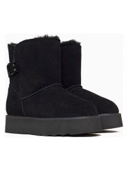 Gooce Skórzane botki zimowe "Colorado" w kolorze czarnym rozmiar: 40. Czarne botki damskie Gooce, na zimę, z materiału, bez obcasa, bez zapięcia. Za 260.99 zł.