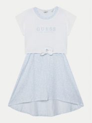 Guess Sukienka codzienna J5GK13 K6YW4 Biały Regular Fit. Białe sukienki dziewczęce Guess, z aplikacjami, z bawełny, bez ramiączek, proste. Za 159.99 zł.