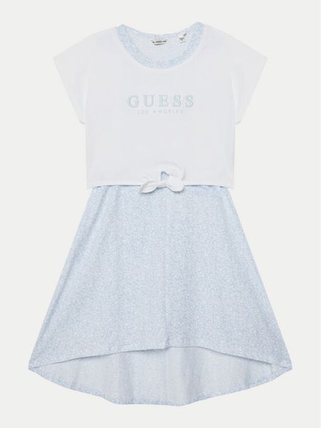 Guess Sukienka codzienna J5GK13 K6YW4 Biały Regular Fit. Białe sukienki dziewczęce Guess, z aplikacjami, z bawełny, bez ramiączek, proste. Za 119.99 zł.