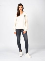 Fila Sweter "Telling" | FAW0437 | Kobieta | Beżowy. Brązowe swetry klasyczne damskie Fila, xs, z bawełny, bez kołnierzyka. W wyprzedaży za 259.00 zł.