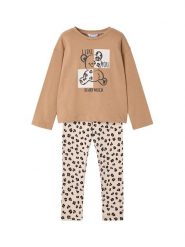 Mayoral Komplet bluzka i legginsy 4719 Beżowy Regular Fit. Brązowe bluzki i koszule dziewczęce Mayoral, bez wzorów, z bawełny, bez kołnierzyka, bez ramiączek. Za 149.99 zł.