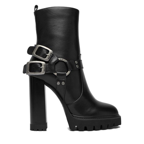 Botki G-Star Raw. Czarne botki damskie G-Star Raw, retro, bez obcasa, na słupku, bez zapięcia. Za 359.99 zł.