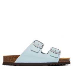 Klapki Scholl. Niebieskie klapki damskie Scholl, bez wzorów, bez obcasa, bez zapięcia. Za 294.99 zł.