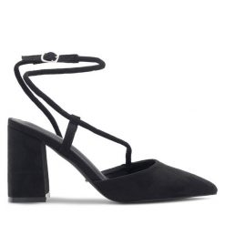 Czółenka DeeZee. Czarne czółenka damskie DeeZee, bez wzorów, bez obcasa. Za 77.99 zł.