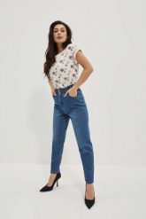Jeansy paper bag ciemnoniebieskie. Niebieskie jeansy damskie MOODO. W wyprzedaży za 55.99 zł.