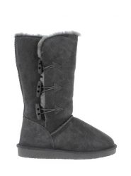 NICEBAY Skórzane kozaki zimowe "Meander" w kolorze ciemnoszarym rozmiar: 41. Szare kozaki damskie NICEBAY, na zimę, z materiału, bez obcasa, bez zapięcia. Za 191.42 zł.