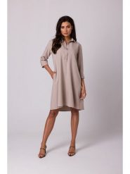 Be Wear Sukienka w kolorze beżowym rozmiar: XL. Brązowe sukienki damskie Be Wear, bez wzorów, bez ramiączek. Za 206.42 zł.