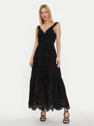 Guess Sukienka letnia Sl Palma Long W4GK46 WG571 Czarny Regular Fit. Czarne sukienki damskie Guess, z aplikacjami, z bawełny, bez ramiączek. Za 399.99 zł.