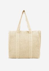 Beżowa Plażowa Torebka Shopperka w Stylu Boho Galapira. Brązowe shopper bag Born2be, bez dodatków. Za 74.99 zł.