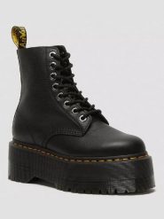 Dr. Martens Skórzane botki w kolorze czarnym rozmiar: 41. Czarne botki damskie Dr Martens, eleganckie, bez obcasa, na platformie, bez zapięcia. Za 1,027.88 zł.
