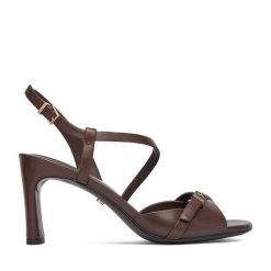 Sandały GINO ROSSI. Brązowe sandały damskie Gino Rossi, bez wzorów, bez obcasa, na słupku, bez zapięcia. Za 379.99 zł.