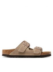 Birkenstock Klapki Arizona Bs 0352203 Brązowy. Brązowe klapki damskie Birkenstock, bez wzorów, z nubiku, bez obcasa, bez zapięcia. Za 449.00 zł.