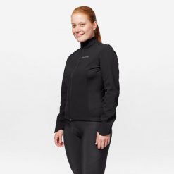 Kurtka rowerowa szosowa damska Triban 100 zimowa. Brązowe kurtki damskie VAN RYSEL, na zimę, xl, bez wzorów, z polaru, bez kaptura. Za 159.99 zł.