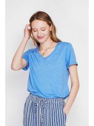 Le Jardin du Lin Koszulka w kolorze błękitnym rozmiar: 38. Niebieskie bluzki damskie Le jardin du lin, bez wzorów, bez kołnierzyka, bez ramiączek. Za 65.99 zł.