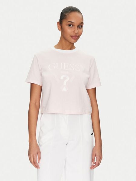Guess T-Shirt V5GI18 I3Z14 Różowy Boxy Fit. Czerwone t-shirty damskie Guess, m, z aplikacjami, z bawełny, bez kołnierzyka. Za 109.99 zł.