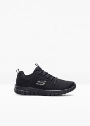 Sneakersy Skechers z pianką Memory. Czarne obuwie sportowe casual damskie bonprix. Za 269.99 zł.