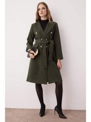 Trendyol Płaszcz przejściowy w kolorze khaki rozmiar: 40. Brązowe płaszcze damskie Trendyol, bez wzorów, z tkaniny, bez kaptura. Za 52.99 zł.