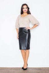 Klasyczna Elegancka Ołówkowa Spódnica w Kolorze Czarnym. Czarne spódnice damskie l, bez wzorów, z elastanu, eleganckie. Za 99.00 zł.