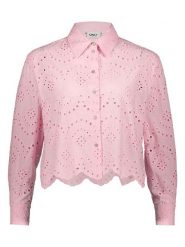 ONLY Bluzka w kolorze jasnoróżowym rozmiar: L. Różowe bluzki damskie Only, l, bez wzorów, z bawełny, bez kołnierzyka, bez ramiączek. Za 104.99 zł.