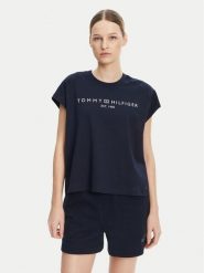 Tommy Hilfiger T-Shirt WW0WW46113 Granatowy Regular Fit. Niebieskie t-shirty damskie Tommy Hilfiger, m, bez wzorów, z bawełny, bez kołnierzyka. Za 129.99 zł.