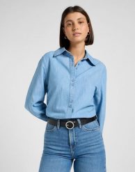 DAMSKA KOSZULA JEANSOWA LEE BALLOON SLEEVE SHIRT NEVER AGES 112370985. Koszule damskie Lee, s, bez wzorów, z jeansu, bez kołnierzyka, bez ramiączek. Za 199.99 zł.