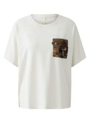 Oui Koszulka w kolorze kremowym rozmiar: 44. Brązowe koszulki damskie Oui, bez wzorów, z bawełny, bez kołnierzyka, bez ramiączek. Za 173.99 zł.