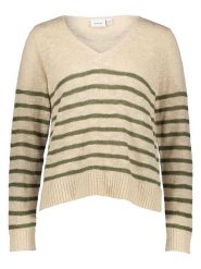 Vila Sweter w kolorze beżowo-zielonym rozmiar: M. Brązowe swetry klasyczne damskie Vila, m, z bawełny, bez kołnierzyka. Za 88.64 zł.