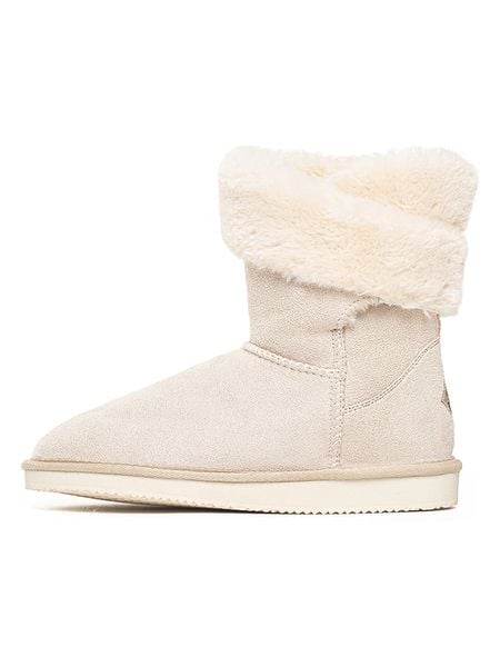 ISLAND BOOT Botki zimowe "Arine" w kolorze kremowym rozmiar: 39. Brązowe botki damskie Island Boot, na zimę, z materiału, bez obcasa, bez zapięcia. Za 174.95 zł.