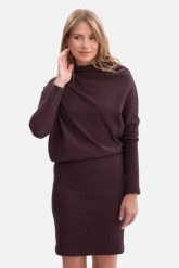 Bawełniana ołówkowa sukienka z dzianiny zbluzowana c.brąz. Sukienki damskie Bewear, bez wzorów, z bawełny, bez ramiączek. Za 239.00 zł.