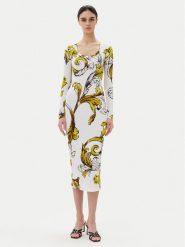 Versace Jeans Couture Sukienka codzienna 78HAO920 JS471 Biały Regular Fit. Białe sukienki damskie Versace Jeans Couture, bez wzorów, z jeansu, bez ramiączek. Za 949.99 zł.