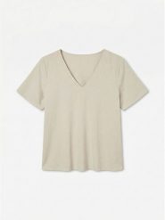 Vero Moda Koszulka w kolorze beżowym rozmiar: XS. Brązowe bluzki damskie Vero Moda, xs, bez wzorów, bez kołnierzyka, bez ramiączek. Za 70.24 zł.
