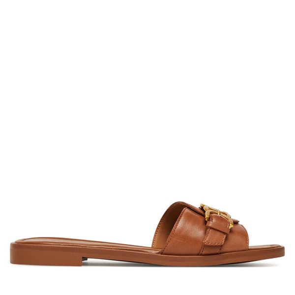 Klapki Aldo. Brązowe klapki damskie ALDO, bez wzorów, bez obcasa, bez zapięcia. Za 279.99 zł.