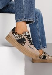 Panterkowe Sneakersy na Grubej Kauczukowej Podeszwie Gicebbe. Obuwie sportowe damskie Born2be, z kauczuku, bez zapięcia. Za 99.99 zł.