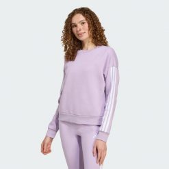 Bluza Essentials 3-Stripes Fleece. Białe bluzy damskie Adidas, l, bez wzorów, z materiału, bez kaptura. Za 219.00 zł.