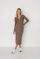 SUKIENKA HARRIET KAKAO M - Flawless. Sukienki damskie Flawless, bez wzorów, z bawełny, eleganckie, bez ramiączek. Za 297.00 zł.
