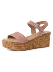 S.Oliver Skórzane sandały w kolorze jasnoróżowym na koturnie rozmiar: 41. Różowe sandały damskie S.Oliver, bez wzorów, z otwartym noskiem, bez obcasa, na koturnie, bez zapięcia. Za 165.99 zł.