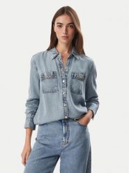 Guess Koszula jeansowa W6YH19 D1353 Niebieski Regular Fit. Niebieskie koszule damskie Guess, xs, z aplikacjami, z jeansu, bez kołnierzyka, bez ramiączek. Za 474.99 zł.