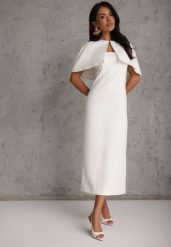 Biała Sukienka VICES o Dopasowanym Kroju z Narzutką Kelaleno. Białe sukienki damskie Renee, bez wzorów, bez ramiączek. Za 209.99 zł.