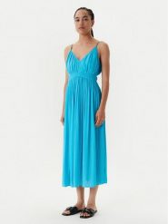 Morgan Sukienka letnia 251-ROIYA Turkusowy Loose Fit. Niebieskie sukienki damskie Morgan, bez wzorów, z syntetyku, bez ramiączek. Za 429.99 zł.