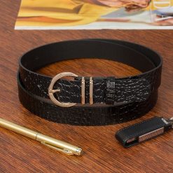 Pasek skórzany BELTIMORE r.110-125 cm E55 czarny. Czarne paski damskie bez wzorów. Za 41.99 zł.